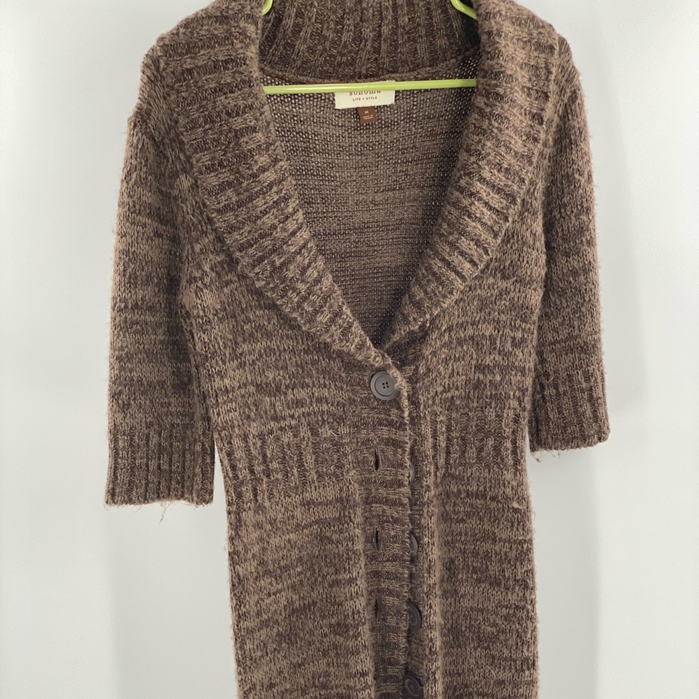 4/$25 Brown short sleeved Sonoma sweater button up